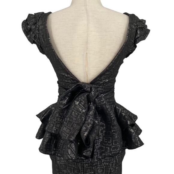 ARROGANT CAT NWT Dark Grey Metallic Multi Layered Jacquard Pencil Dress Size XS - Picture 6 of 11